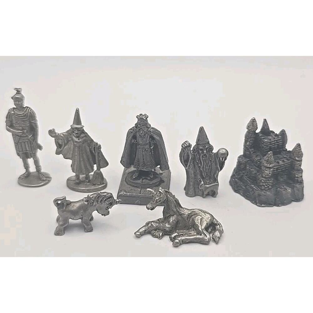 Vintage Fantasy Pewter Figurines Lot‎ of 7 Wizard Claric King Unicon SKU 323